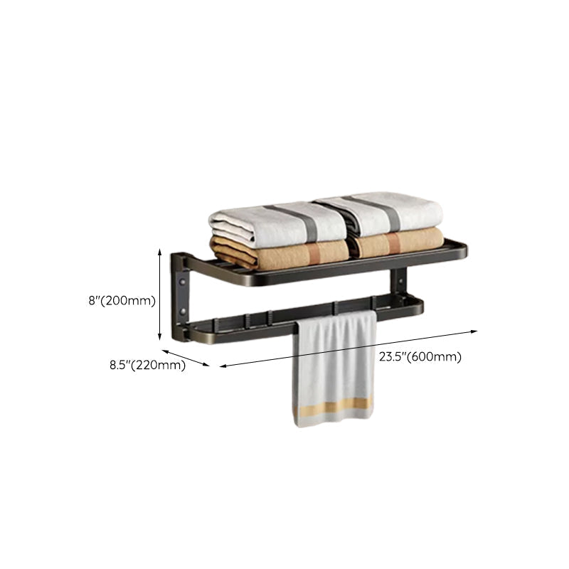 Avtoit | Contemporary bathroom accessory set with black finish and bath shelf/towel bar