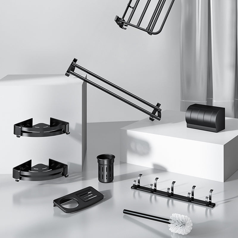 Avtoit | Classic Bathroom Accessories Set in Aluminum Black Finish Bathrobe Hook/ Towel Bar