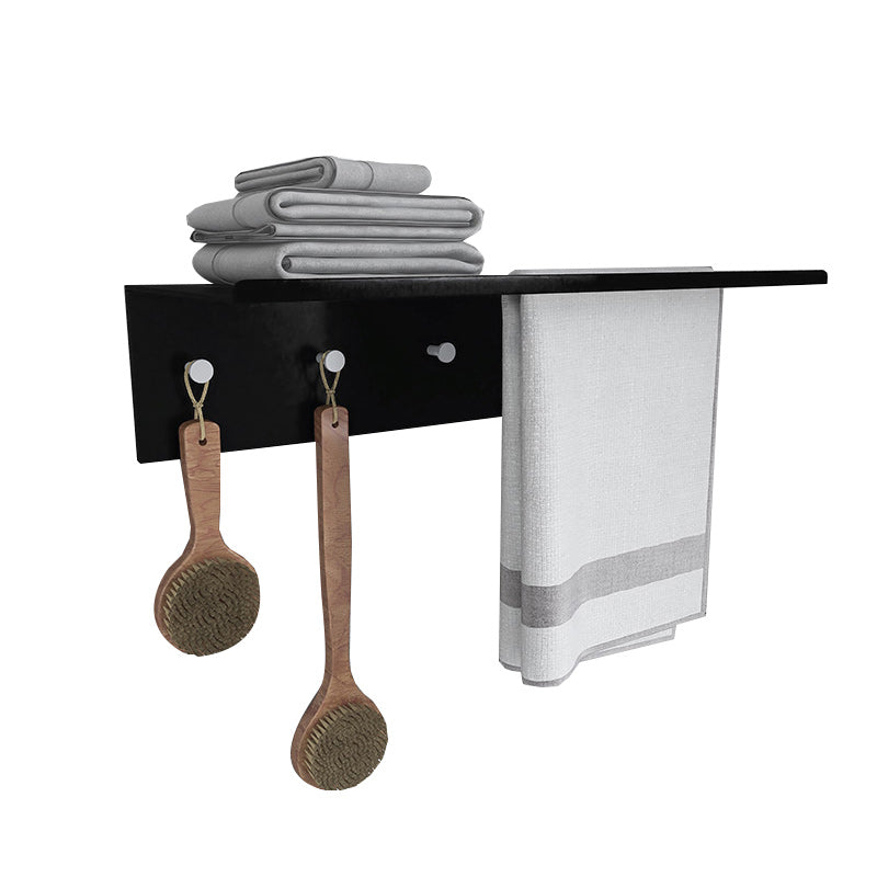 Avtoit | Black 6-piece Bathroom Accessory Set Modern Shower Curtain Rod / Bathrobe Hooks and Towel Bar