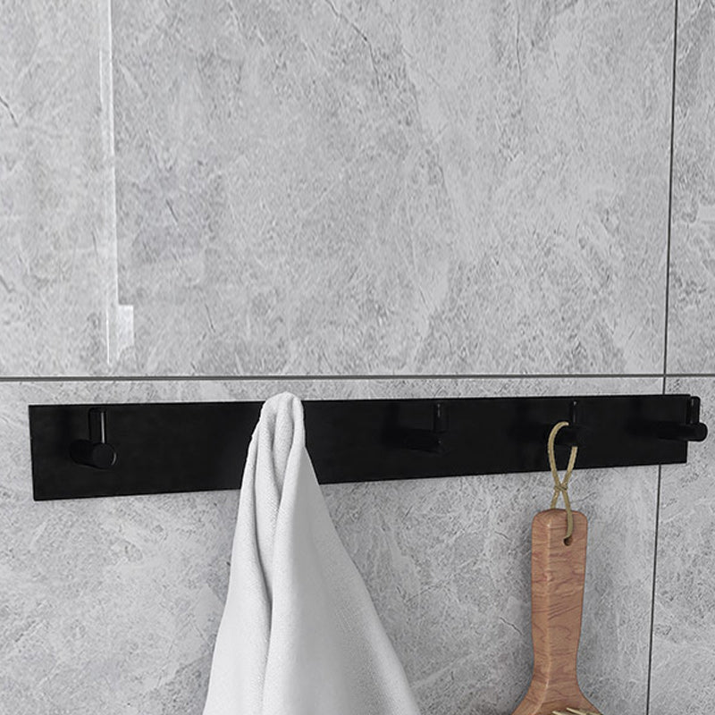 Avtoit | Black 6-piece Bathroom Accessory Set Modern Shower Curtain Rod / Bathrobe Hooks and Towel Bar