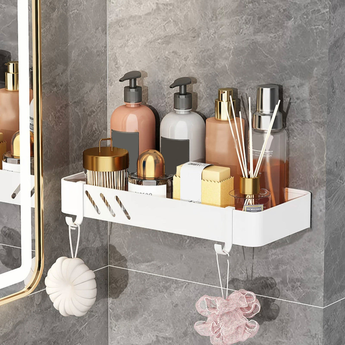 Avtoit | Modern White Bathroom Hardware Set Towel Rack Bath Shelf Bathroom Hardware Set