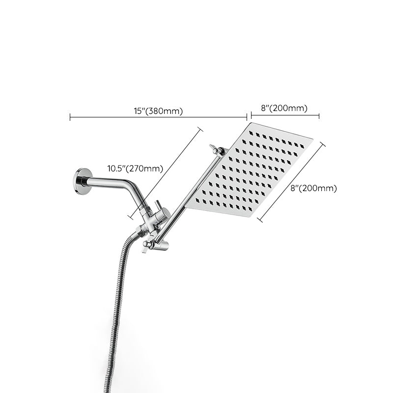 Avtoit | Silver Square Fixed Shower Head Modern Style Wall Mounted Shower Head