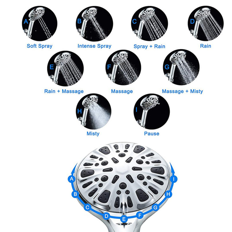 Avtoit | Modern Shower Head for Bathroom 9-Jet Round Wall-Mounted Shower Head