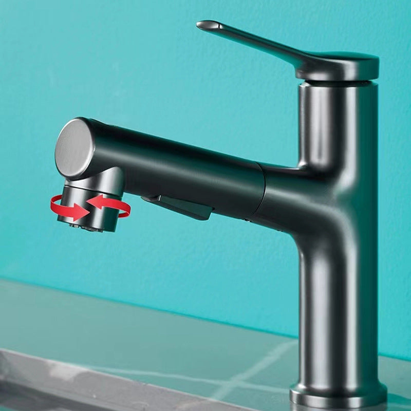 Avtoit | Round contemporary bathroom faucet with lever handle and single hole installation