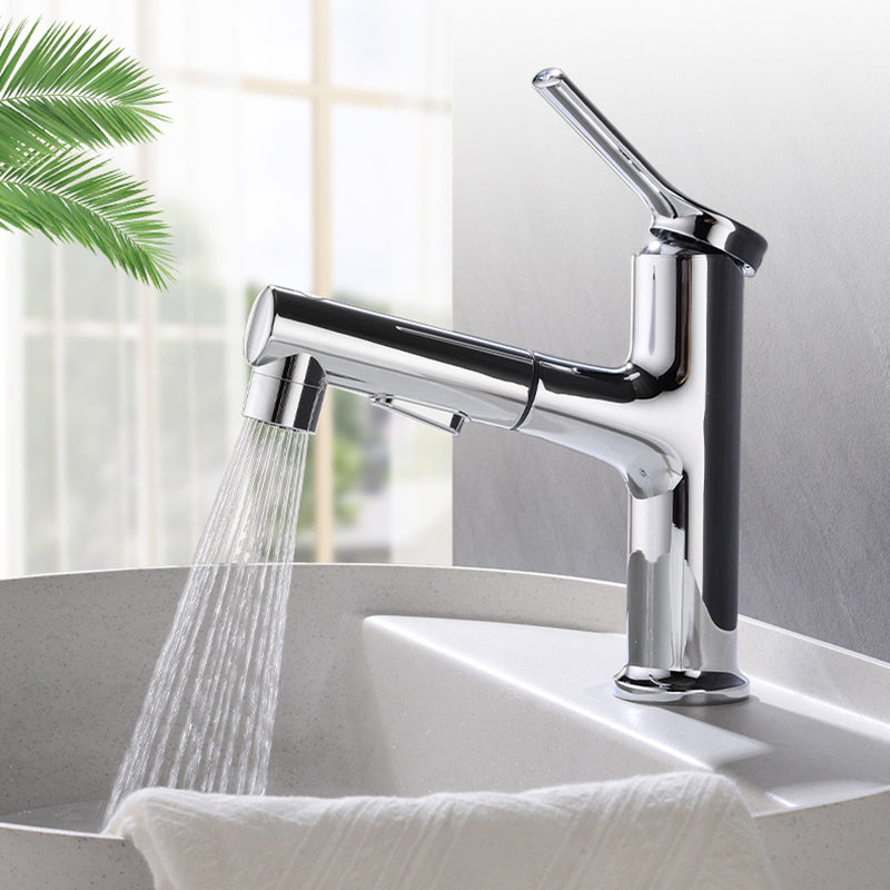 Avtoit | Round contemporary bathroom faucet with lever handle and single hole installation