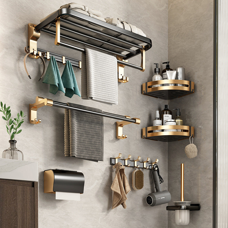 Avtoit | Modernism Bathroom Accessories Hardware Set Black & Gold Bathroom Shelf/Towel Bar