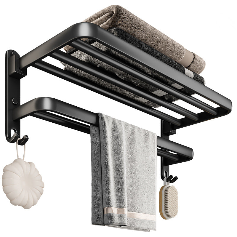Avtoit | Black Aluminum Bathroom Accessory Set Modern Bathroom Shelf / Towel Bar & Paper Holder