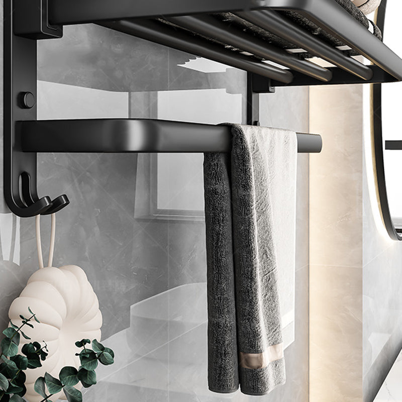 Avtoit | Black Aluminum Bathroom Accessory Set Modern Bathroom Shelf / Towel Bar & Paper Holder