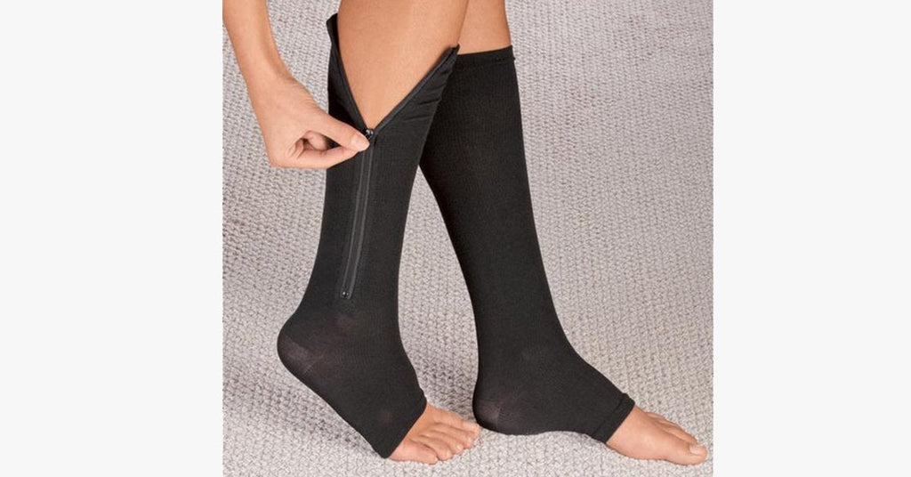 Avtoit | Unisex Zipper Compression Socks with Open Toe – Relaxation with Every Step!