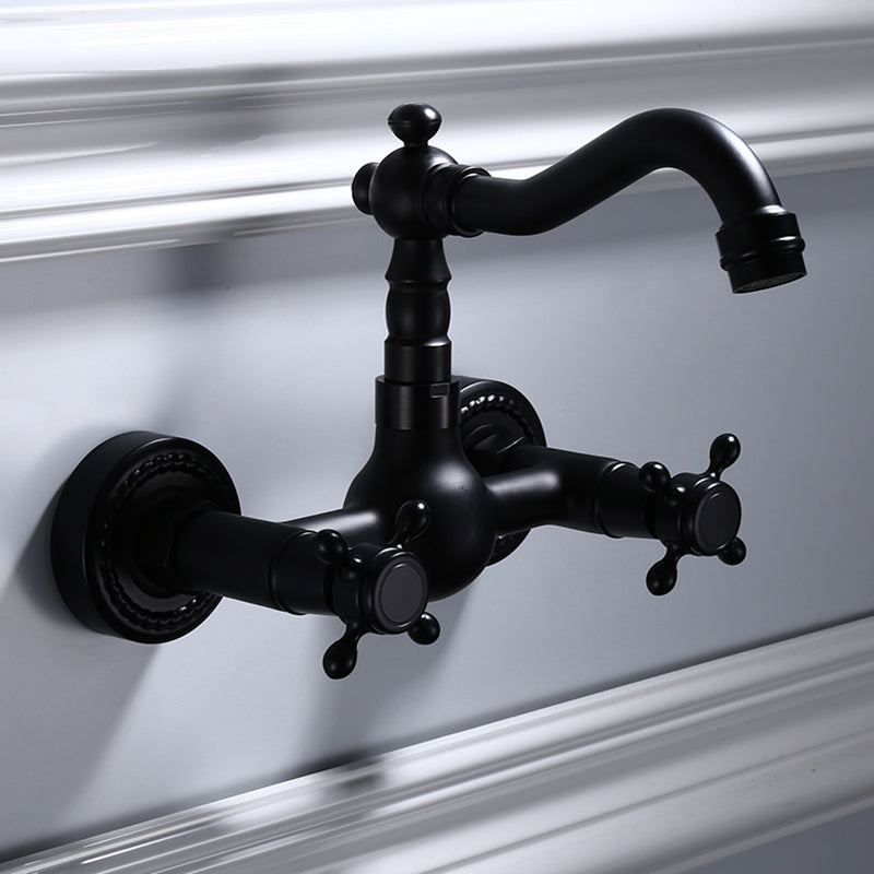 Avtoit | Traditional Wall Mounted Metal Bathtub Filler Low Arc Waterfall Bathroom Faucet
