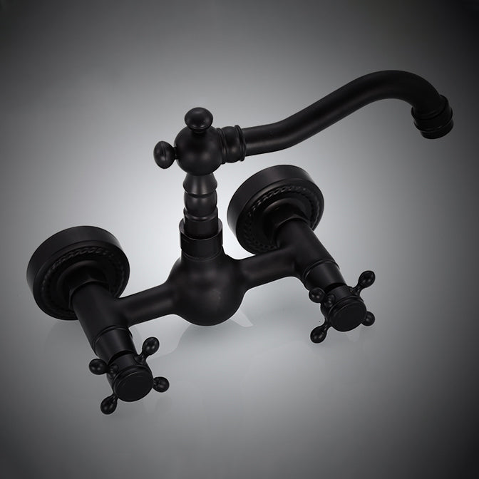 Avtoit | Traditional Wall Mounted Metal Bathtub Filler Low Arc Waterfall Bathroom Faucet