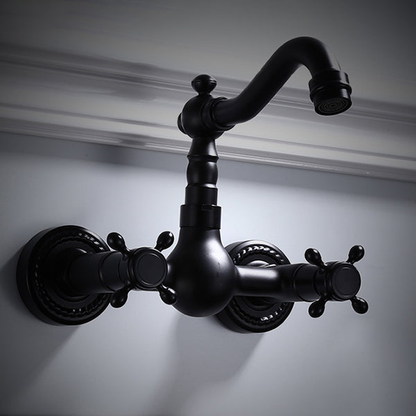 Avtoit | Traditional Wall Mounted Metal Bathtub Filler Low Arc Waterfall Bathroom Faucet