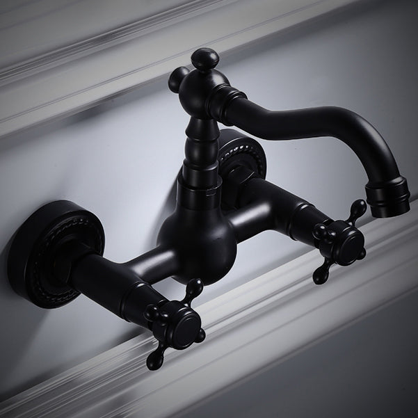 Avtoit | Traditional Wall Mounted Metal Bathtub Filler Low Arc Waterfall Bathroom Faucet