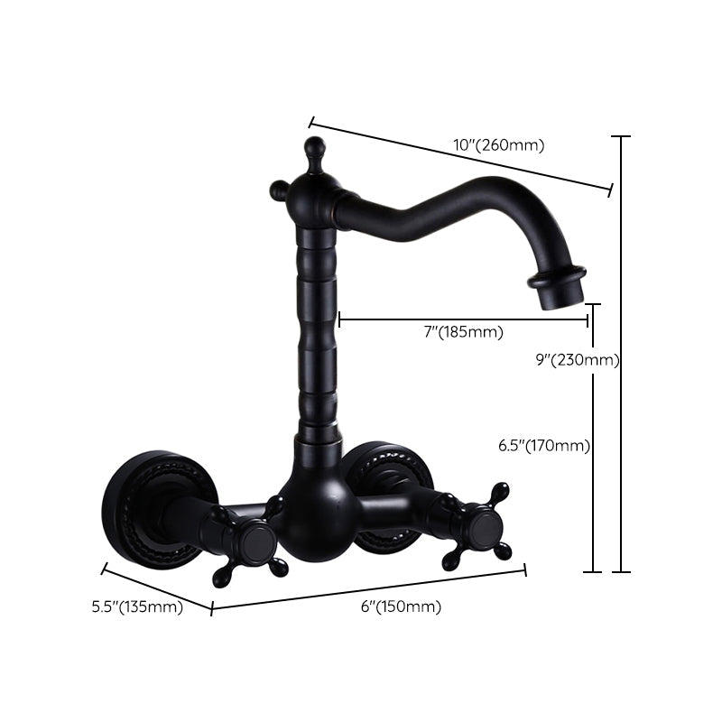 Avtoit | Traditional Wall Mounted Metal Bathtub Filler Low Arc Waterfall Bathroom Faucet