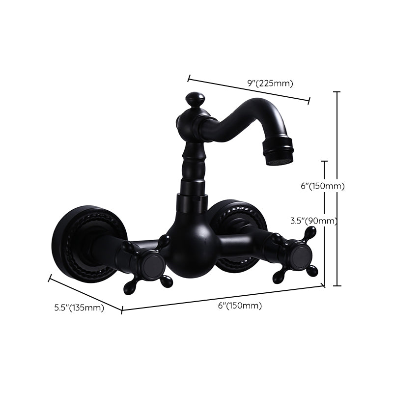Avtoit | Traditional Wall Mounted Metal Bathtub Filler Low Arc Waterfall Bathroom Faucet