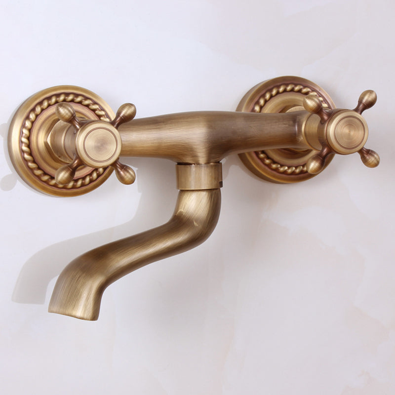 Avtoit | Traditional Wall-Mounted Metal Bathtub Filler Double Handles Waterfall Bathtub Faucet Trim