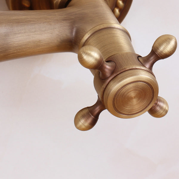 Avtoit | Traditional Wall-Mounted Metal Bathtub Filler Double Handles Waterfall Bathtub Faucet Trim
