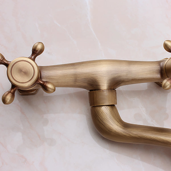 Avtoit | Traditional Wall-Mounted Metal Bathtub Filler Double Handles Waterfall Bathtub Faucet Trim