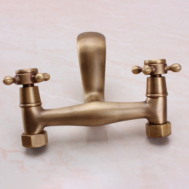Avtoit | Traditional Wall-Mounted Metal Bathtub Filler Double Handles Waterfall Bathtub Faucet Trim