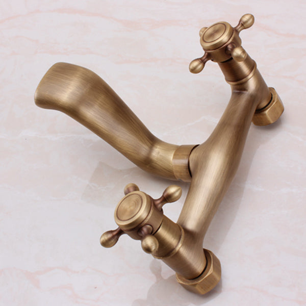 Avtoit | Traditional Wall-Mounted Metal Bathtub Filler Double Handles Waterfall Bathtub Faucet Trim