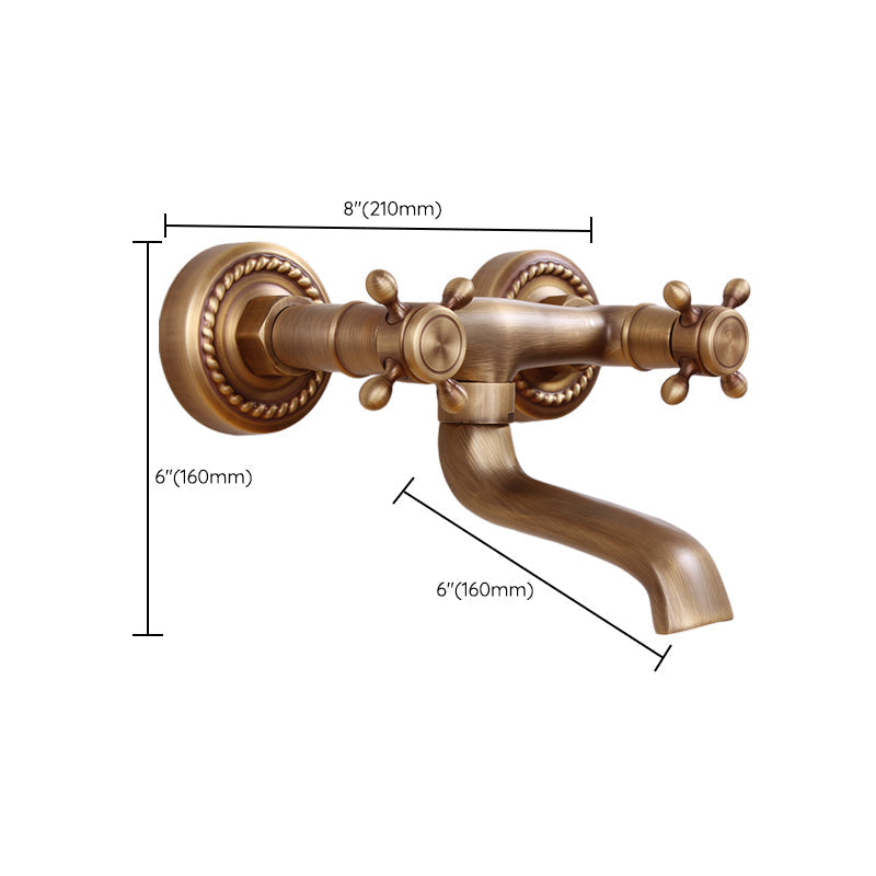 Avtoit | Traditional Wall-Mounted Metal Bathtub Filler Double Handles Waterfall Bathtub Faucet Trim