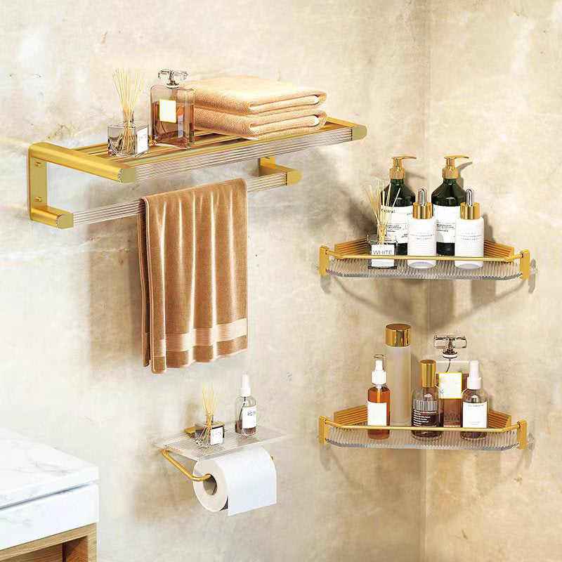 Avtoit | Modern Bathroom Hardware Set Towel Rack Bathroom Shelf Gray/Gold Bathroom Hardware Set