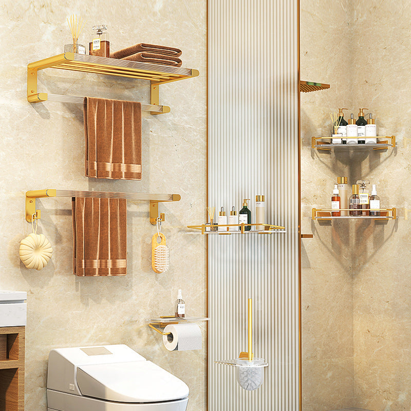Avtoit | Modern Bathroom Hardware Set Towel Rack Bathroom Shelf Gray/Gold Bathroom Hardware Set