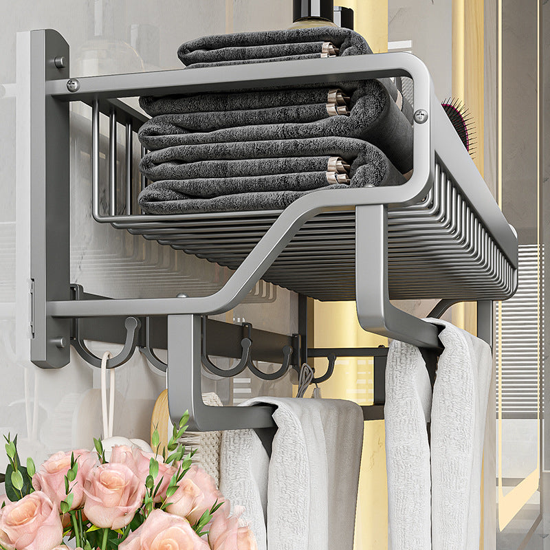 Avtoit | Modern Metal Bath Accessory Set Polished Silver Bath Shelf/Paper Holder/Towel Hook