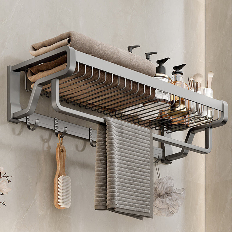 Avtoit | Aluminum modern bathroom accessories set polished gray bathroom shelf/paper holder/robe hook