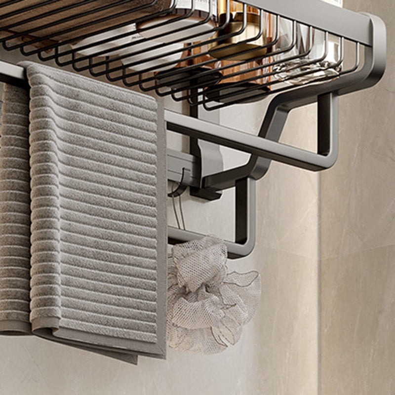 Avtoit | Aluminum modern bathroom accessories set polished gray bathroom shelf/paper holder/robe hook