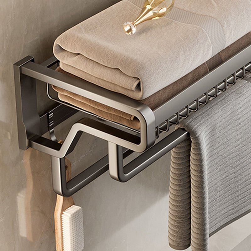 Avtoit | Aluminum modern bathroom accessories set polished gray bathroom shelf/paper holder/robe hook