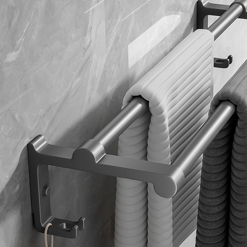 Avtoit | Contemporary Bathroom Accessory Set Gray Aluminum Bathroom Shelf/Towel Rack/Bathtub Hook
