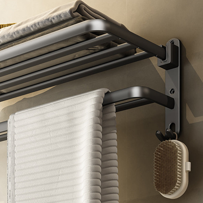 Avtoit | Contemporary Bathroom Accessory Set Gray Aluminum Bathroom Shelf/Towel Rack/Bathtub Hook