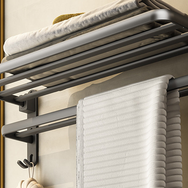 Avtoit | Contemporary Bathroom Accessory Set Gray Aluminum Bathroom Shelf/Towel Rack/Bathtub Hook