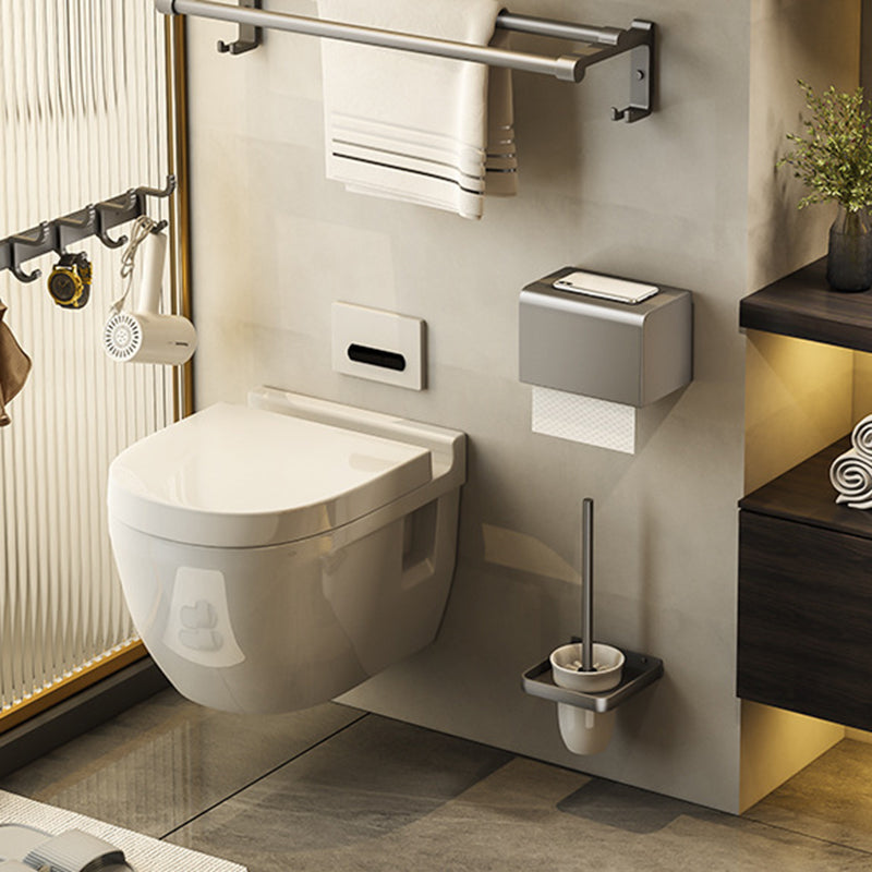 Avtoit | Contemporary Bathroom Accessory Set Gray Aluminum Bathroom Shelf/Towel Rack/Bathtub Hook