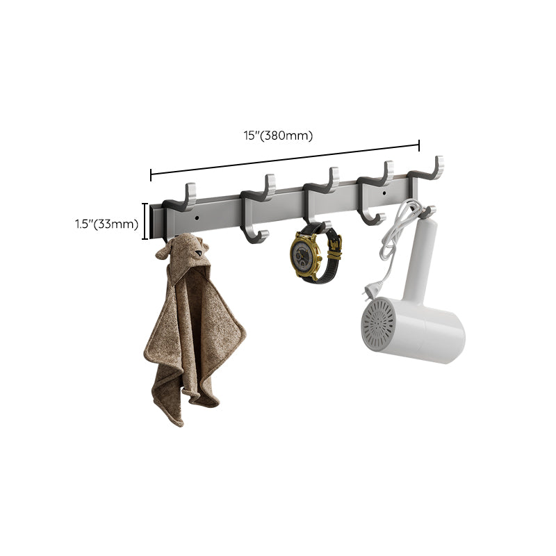 Avtoit | Contemporary Bathroom Accessory Set Gray Aluminum Bathroom Shelf/Towel Rack/Bathtub Hook