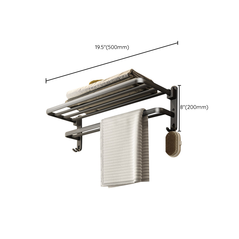 Avtoit | Contemporary Bathroom Accessory Set Gray Aluminum Bathroom Shelf/Towel Rack/Bathtub Hook