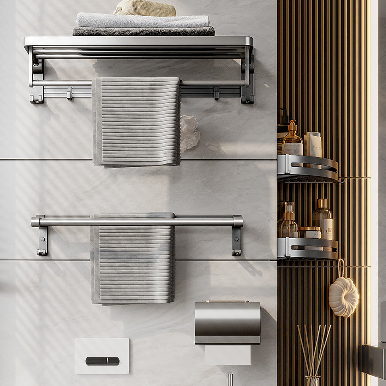 Avtoit | Gray Aluminum Bathroom Accessory Set Contemporary Bathroom Shelf