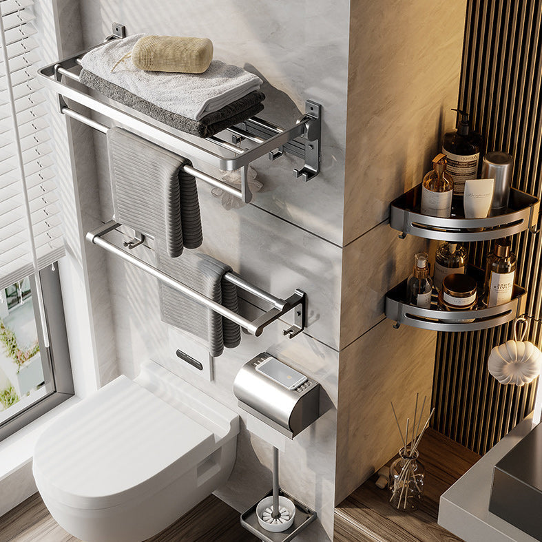 Avtoit | Gray Aluminum Bathroom Accessory Set Contemporary Bathroom Shelf