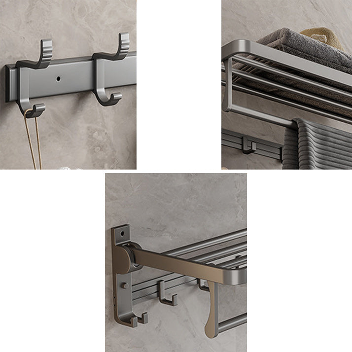 Avtoit | Gray Aluminum Bathroom Accessory Set Contemporary Bathroom Shelf