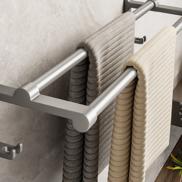 Avtoit | Gray Aluminum Bathroom Accessory Set Contemporary Bathroom Shelf