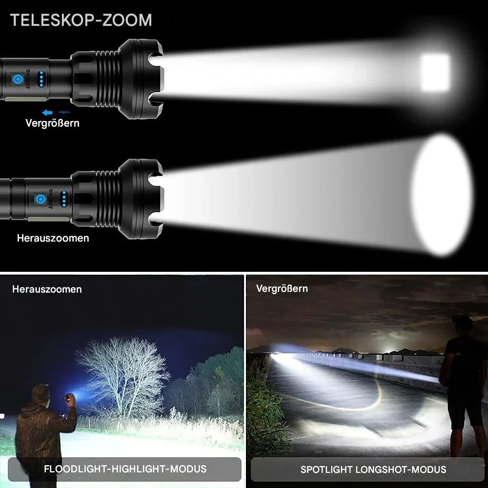 Avtoit | Tactical Flashlight – LED Flashlight with Zoom & Power Bank Function