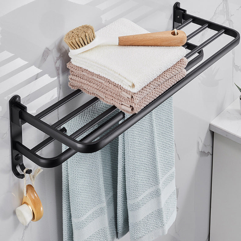 Avtoit | Modern Aluminum Bathroom Accessory Set Matte Black Bathroom Shelf/Towel Holder/Paper Holder