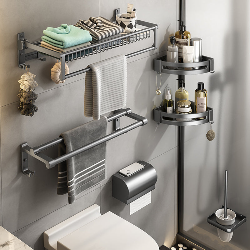 Avtoit | Gray bathroom accessories as a single piece or as a set with towel holder/bathroom shelf/robe hooks
