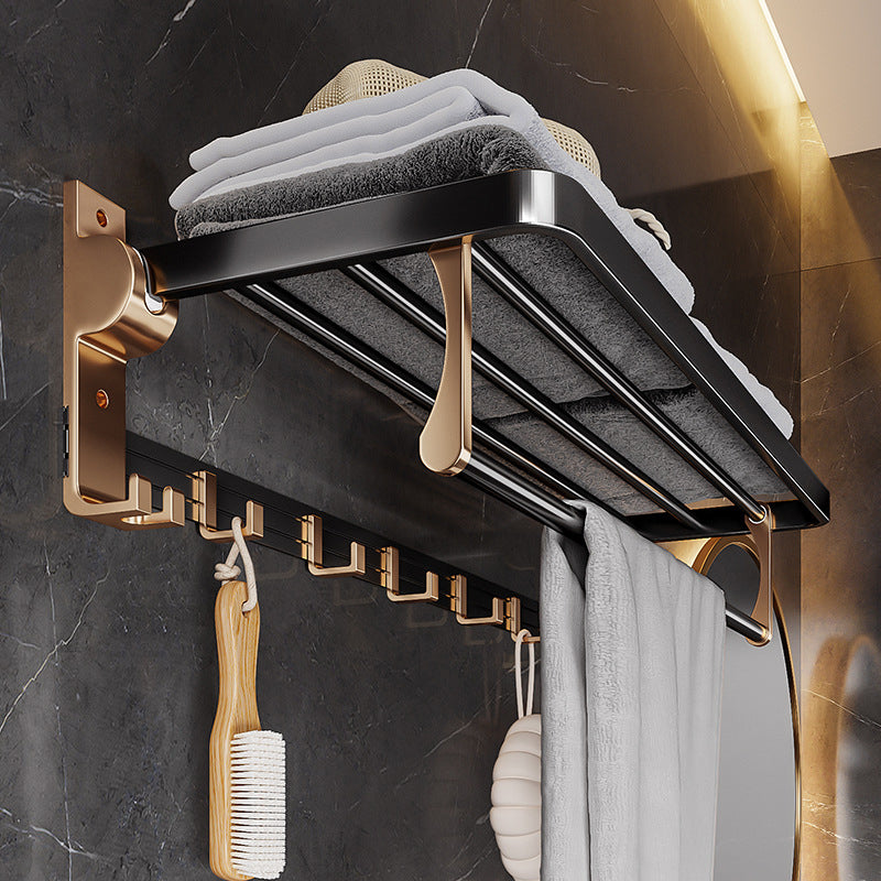 Avtoit | Black and Brass Bathroom Hardware Set Modern Stainless Steel Bathroom Shelf/Towel Holder/Paper Holder