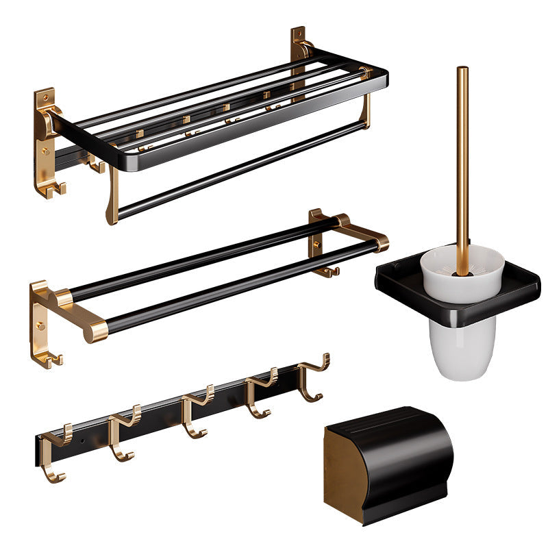 Avtoit | Black and Brass Bathroom Hardware Set Modern Stainless Steel Bathroom Shelf/Towel Holder/Paper Holder