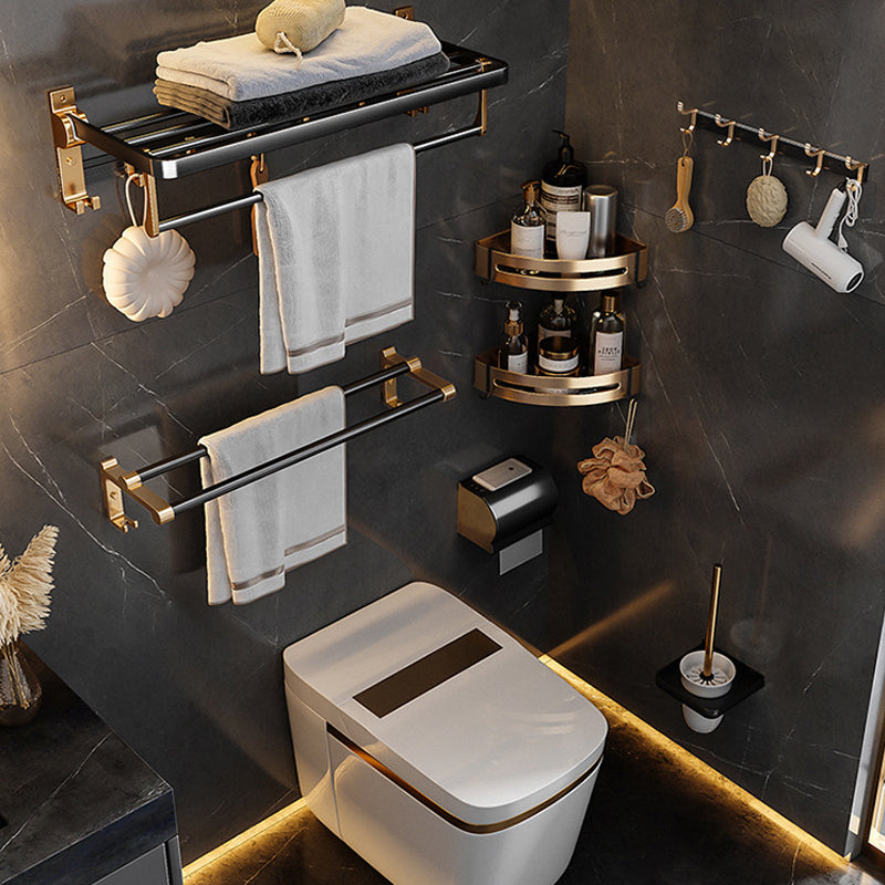 Avtoit | Black and Brass Bathroom Hardware Set Modern Stainless Steel Bathroom Shelf/Towel Holder/Paper Holder
