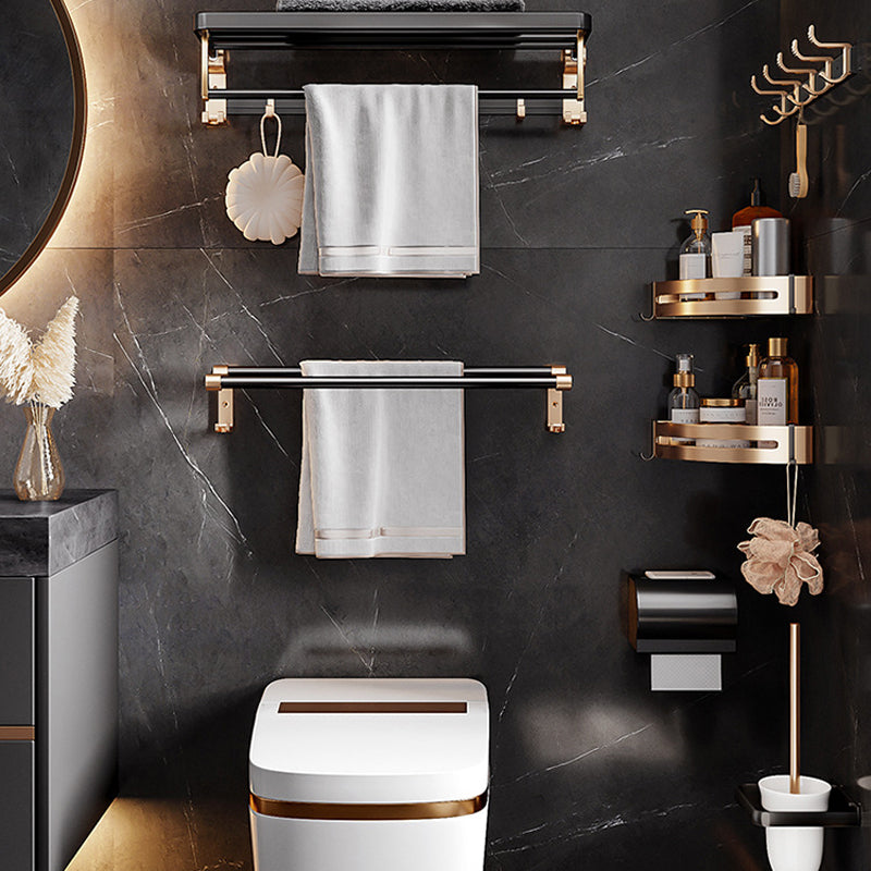 Avtoit | Black and Brass Bathroom Hardware Set Modern Stainless Steel Bathroom Shelf/Towel Holder/Paper Holder
