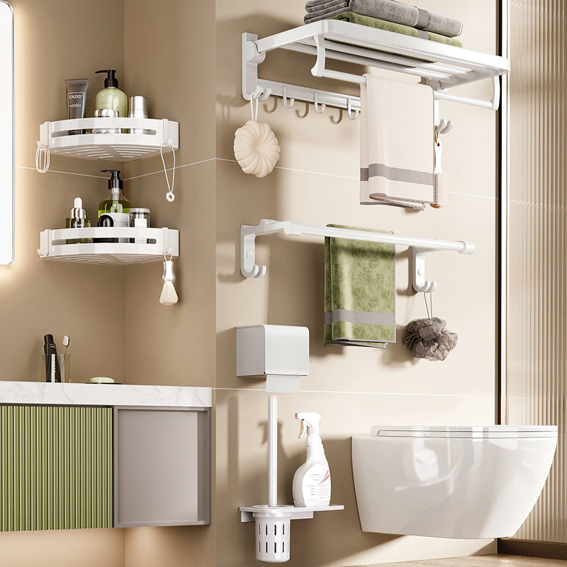 Avtoit | White Bathroom Accessory Set Contemporary Aluminum Bathroom Accessory Kit with Towel Holder