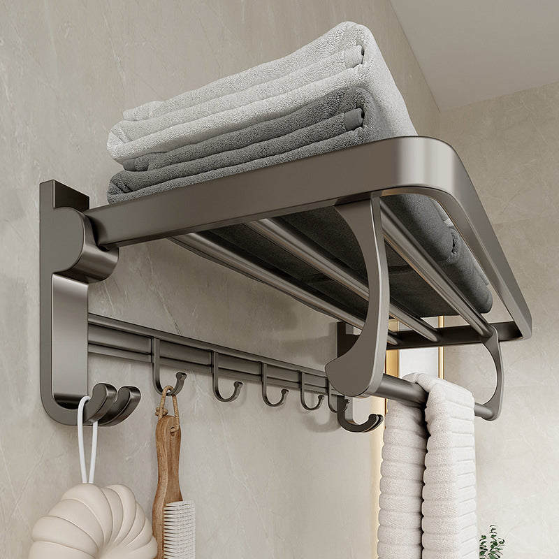 Avtoit | Modern Bathroom Accessories Set in Gray with Bathroom Shelf/Towel Holder/Robe Hooks & Paper Holder